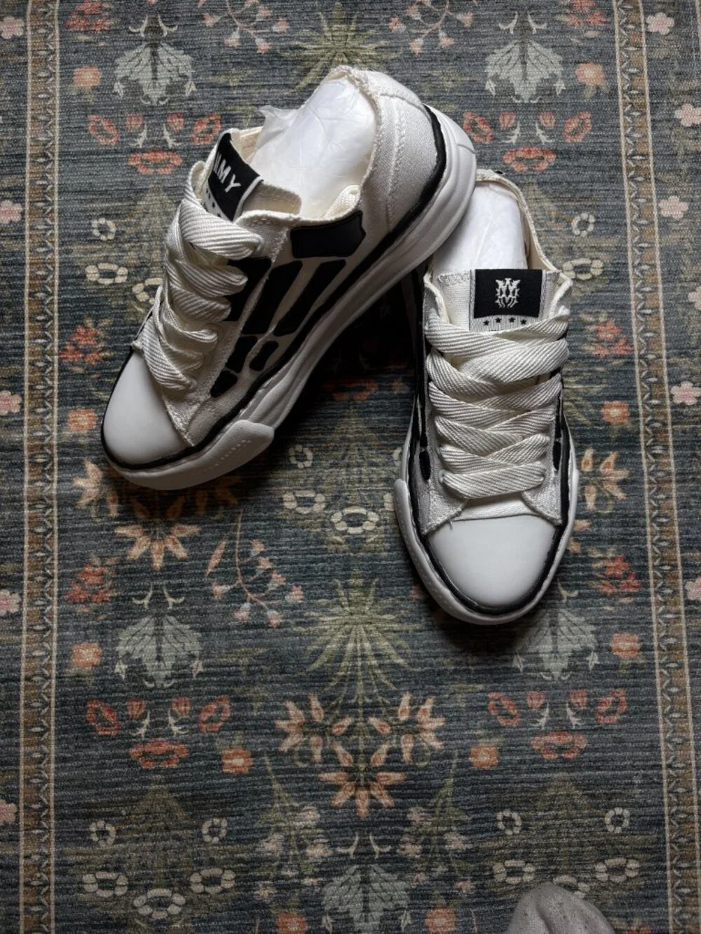 Maison Mihara Yasuhiro Wayne OG Sole Low Sneaker — Skeleton Print, EU 44 / US 11